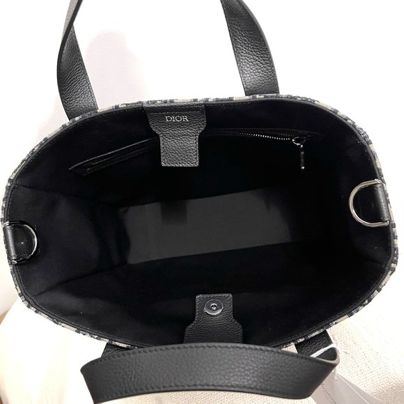 Christian Dior Saddle Tote Bag Beige and Black Dior Oblique Jacquard - Picture 6 of 10